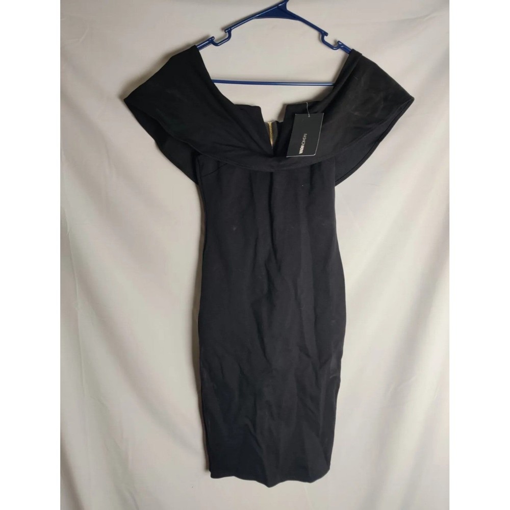 Fashion Nova Lyla Off Shoulder Dress Black Sz S Zip Career Lightweight NWT